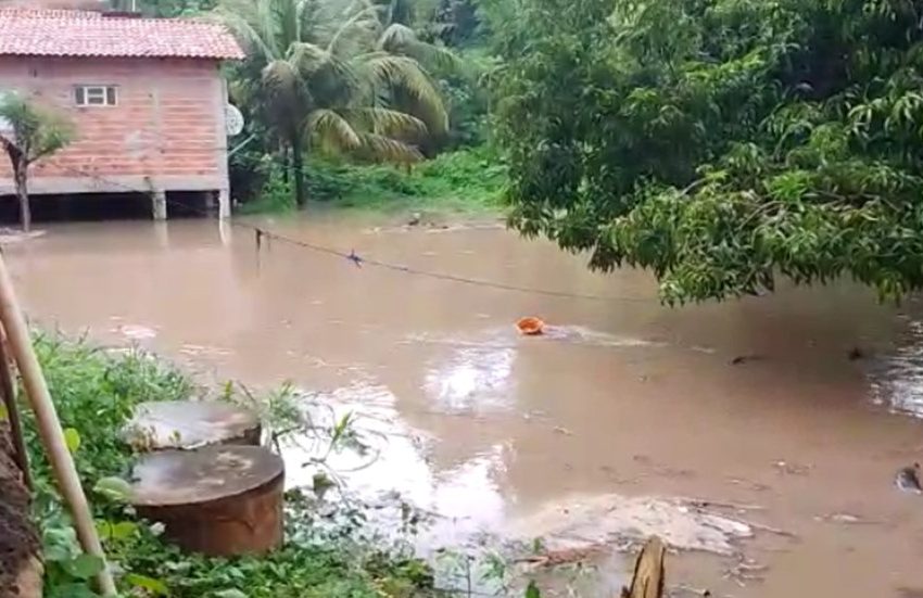  Quintais de famílias são alagados após fortes chuvas na zona Sul de Teresina