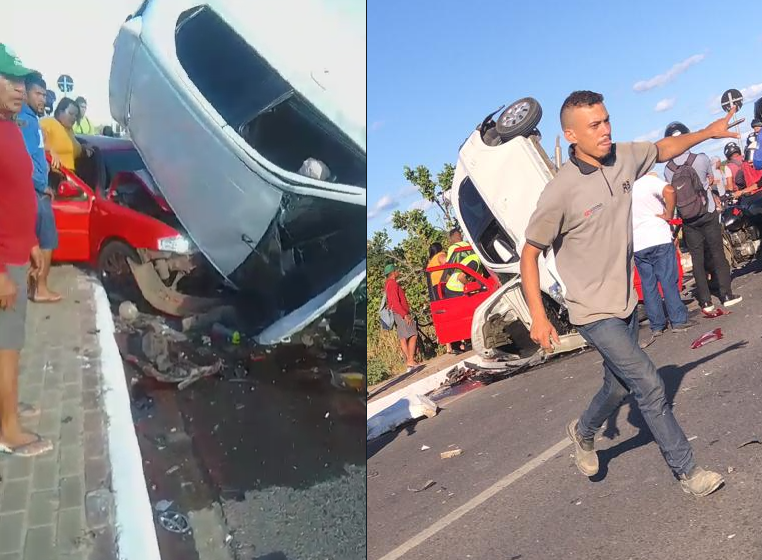  Carro em alta velocidade invade pista contrária e provoca acidente grave em THE