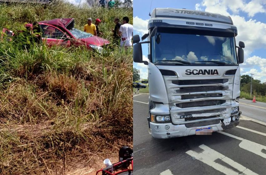  Jovem morre e outras três pessoas ficam feridas após colisão entre carro e caminhão em Piripiri