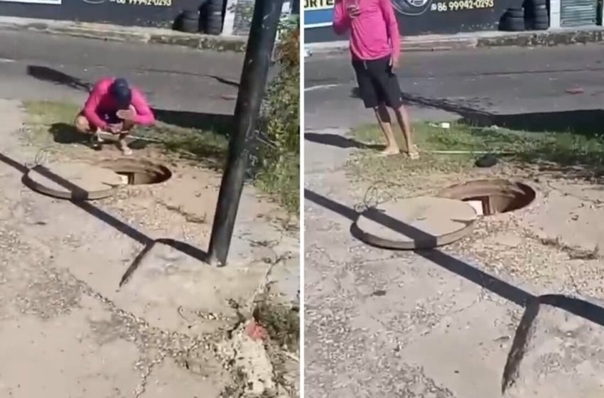  Idoso cego cai em bueiro durante caminhada em Teresina