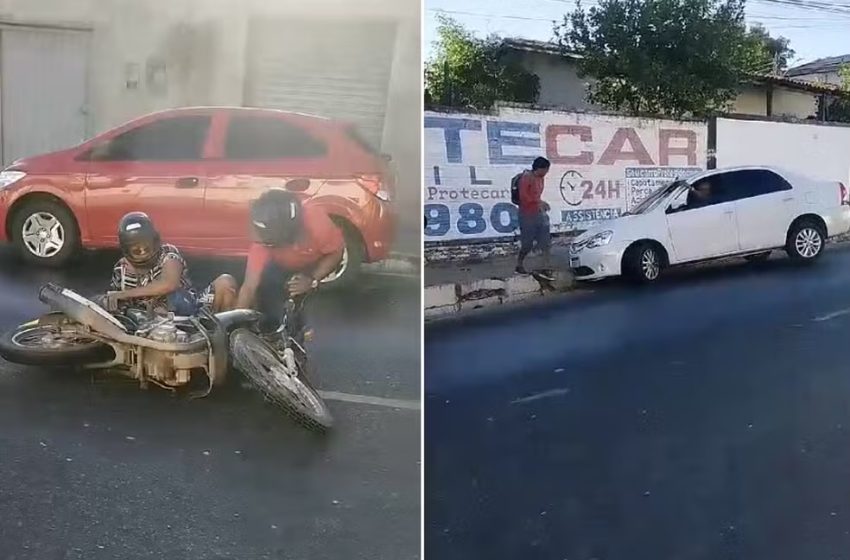  Vídeo: óleo derramado em avenida provoca acidentes na zona Sul de Teresina