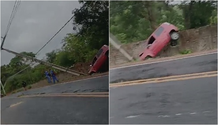  Carro derruba poste e deixa região sem energia em Teresina