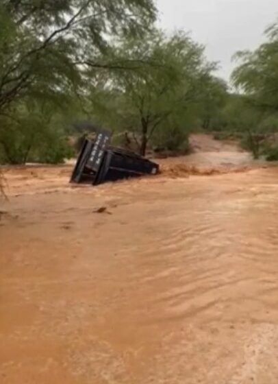  Vídeo: veículo fica atolado e é arrastado após temporal em Simões, no Piauí